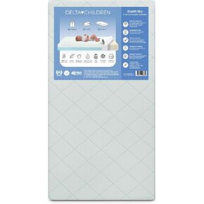 Delta Children Starlit Sky 2-Stage Crib and Toddler Mattress – GREENGUARD Gold Certified, CertiPUR-US Certified Foam, Breathable Machine Washable Cover, Waterproof Barrier, Made in USA, Blue