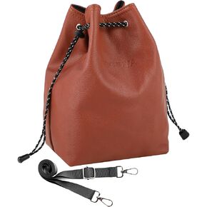 Lens Case Camera Lens Bag,Leather Protective Lens Pouch,Portable Carry Bag for Nikon Sony Canon EF Camera Lens/Lens Holder/Filter/Accessories (Light Yellow,Small)