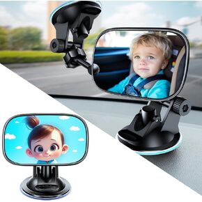 baby car mirror rear facing, Rear view mirror clipped to sun visor, Clip on mirror, infant Rearview Accessory, Rotatable Automotive Mirror on Vanity Mirror, Car Mirror For child.