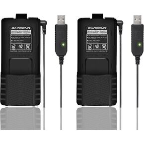 BAOFENG High Capacity 3800mAh Li-ion Battery Pack BL-5L with USB Charging for UV-5X3, BF-F8HP, and UV-5R Radios (2 Pack)