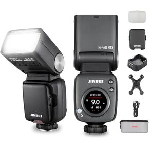JINBEI Hi460MAX TTL HSS Speedlite for Camera with Touch Dial Hotshoe Universal for Canon Cameras Nikon Fuji Olympus Hot Shoe 2.4G Wireless System Lithium Battery Powered