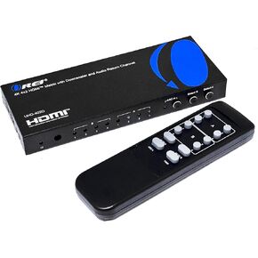 OREI 4K HDMI Matrix Switch 4 X 2, Switcher 18G UltraHD with Arc Supports Upto 4K @ 60Hz & 1080P IR Remote Control - Full Matrix Selection