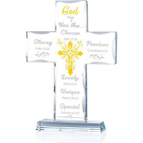 Housewarming Cross Gifts New Home Crystal Cross Religious Decoration, New Home Gifts for Housewarming Couples Women Men, New Home Gifts for Home, Christian Cross Christmas Decor