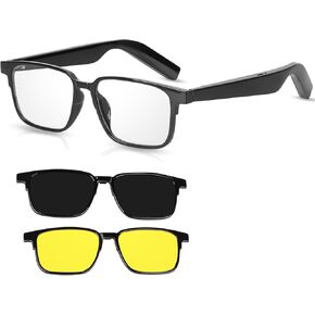 Smart Glasses Bluetooth Audio Glasses for Men Women with Dual Stereo Speakers, Open Ear Music&HD Calling, Touch&Voice Assistant, Charging 90Min&6hrs Battery Life(Oversize,KX32)