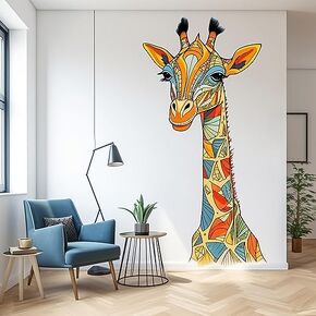 Giraffe Animal Kingdom Unique Pattern Wall Sticker For Playroom Decor, Nursery Decal, Boys Room, Girls Room, Living Room, Sticker For Animal Lover (18 inch)