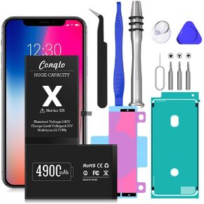 SHENMZ [4900mAh] Battery for iPhone X, [2024 New Upgrade] Ultra High 0 Cycle Capacity Replacement Battery for iPhone X Model A1865, A1901, A1902, with Tools