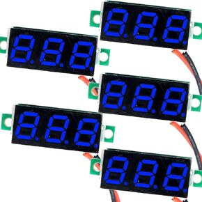 (5 Pack) JacobsParts DC 2.4-30V 2-Wire Voltmeter 3-Digit LED Display Panel Volt Meter Digital Voltage Tester (Red)