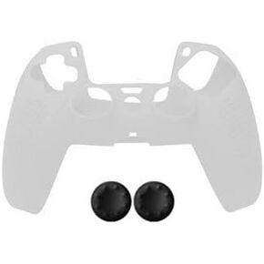 Anti-Slip Silicone Protective Case Cover Skin Grip with Joystick Caps for PlayStation 5 PS5 Controller Gamepad (Black)