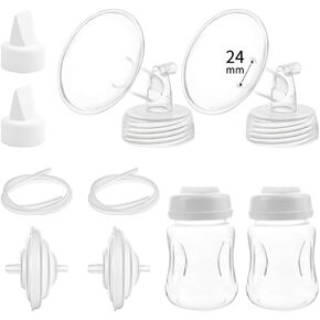 Pump Parts Compatible with Spectra S1/S2/9 Plus, Not Original Accessories, Full Set Replacements Include 24mm Flange, Duckbill Valve, Backflow Protector, Tubing and Bottle