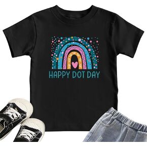 Zylkoy Happy Dot Day Shirts for Girls Rainbow Graphic Top Cute Dots Baby Girls T-Shirt International Outfit for Youth Girls