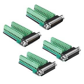 4PCS (2PCS Male 2PCS Female) DB25 Solderless Connector,RS232 D-SUB Serial to 2 Row 25-pin Port Terminal Adapter Breakout Board with Nuts