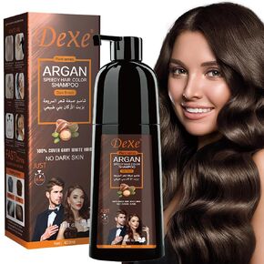 Instant Black Hair Dye Shampoo for Gray Hair Coverage,Hair Color Shampoo for Men/Women,3 in 1-100% Grey Cover,Permanent Hair Shampoo,Herbal Ingredients and Ammonia Free,420ML (Dark Brown)