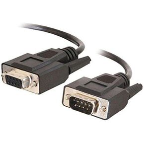 C2G Legrand DB9 Serial Cable Male to Female RS232 Extension Cable, Black Serial Modem Cable, 1 Foot Modem Cord or Serial Cord, 1 Count, C2G 25211
