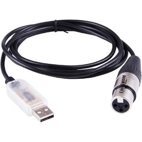 USB to DMX512 3PIN XLR Interface Adapter/dongle Computer PC Stage Light Controller Dimmer USB to DMX RS485 Serial Converter Cable (Length:16ft)