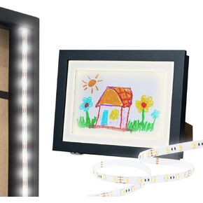 LED Kids Artwork Frames Changeable - Light-Up Frame for Children's Art - Kids Art Frame with Storage for Up to 150 Drawings - Art Display for Kids Artwork 8.3 x 11.7 - Art Picture Frames that Open for Table or Wall Use, Horizontal or Vertical - Black