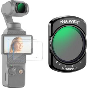 NEEWER Variable ND2-32 & 1/4 Black Diffusion Filter Compatible with DJI Osmo Pocket 3, Neutral Density Filter Camera Accessories with 2 Tempered Glass Screen Protectors, Multi Coated HD Optical Glass