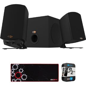 نظام سماعات Klipsch 1011400 ProMedia 2.1 THX المعتمد مع مكبري صوت ومضخم صوت، حزمة سوداء مع حزمة حماية محسنة CPS لمدة عامين ولوحة ماوس ألعاب احترافية كبيرة ممتدة in Kuwait