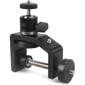 C Clamp Desk Camera Mount with Ball Head, Universal C-Clamp with 1/4 Screw, Camera Clamp Mount with 360°Rotation Tripod Head for DSLR Camera LED Video Metal Working Woodworking Desktop Pole
