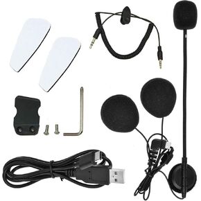 BT-S2 Motorcycle Bluetooth Headset Intercom Type-C Interface Boom Microphone Earphone Audio Cable Charger Cable Mounting Clip Velcro Kits Accessories in Kuwait