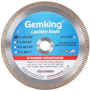 Delta Diamond Gemking Lapidary Saw Blades, 14" X .060 (1.5mm) X 1" Arborr, Ultra-Thin Notched Rim for Wet Cutting of Gemstones, Agate, Geodes, Petrified Wood, Jade and More (14")