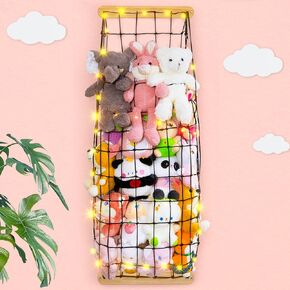 Unicorn Castle Stuffed Animals Storage Wooden Plush Toy Storage Organizer Stuffed Animals Hammock Space Save Stuffed Animals Net Holder Kids Room Decor