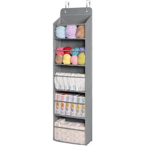 Univivi Over Door Hanging Organizer, 5 Layer Over The Door Organizer with Clear Capacity Pockets, Swing-proof Door Organizer for Nursery, Bedroom, Pantry, Closet, Newborn Baby Essential Stuff