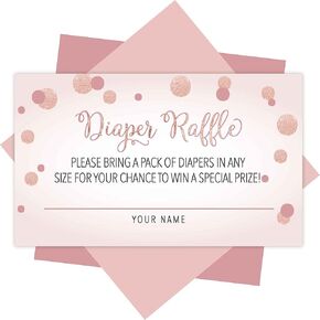 25 Baby Shower Diaper Raffle Tickets For Baby Shower Girl - Gold Baby Shower Games For Girls, Diaper Raffle Cards, Baby Raffle Tickets, Baby Shower Invitation Inserts, Baby Shower Ideas
