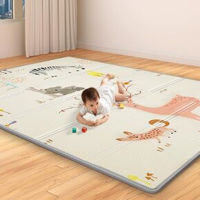 Baby Foam Play Mat, Extra Large Waterproof Activity Play Mat for Babies,Toddlers, Infants, Baby Play Mat for Floor,Foldable Play Mat for Babies with Travel Bag, Indoor Outdoor Use (51X71 in)