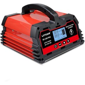 LVYUAN 12V/24V Car Battery Charger with Trickle Charger Automotive Smart Battery Charger, Smart Battery Maintainer, 5A/10A/20A for Car Truck Motorcycle LiFePO4 Lithium and Lead Acid Batteries