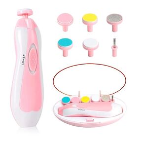 AVOA Baby Nail Trimmer Electric Safe Baby Nail Clippers Baby Nail File Kit Manicure Set, Trim Polish Grooming kit for Newborn Toddler or Adults Toes Fingernails, 6 Grinding Heads and LED Light (Pink)