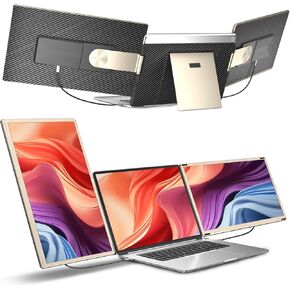 Portable Monitor,15.6" Laptop Screen Extender, Ultra-Slim Travel Monitor with Speakers USB-C, FHD 1080P IPS Dual Display Extension, Compatible with Windows Chome Linux Android Xbox Switch