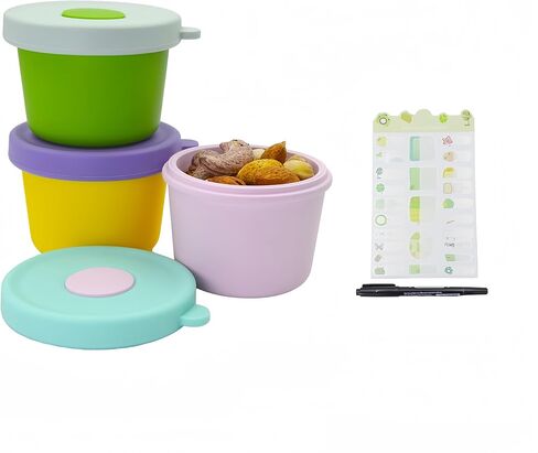 حاويات تخزين طعام الأطفال من السيليكون (5 أونصة، 3 عبوات) - حاويات وجبات خفيفة للأطفال قابلة لإعادة الاستخدام، حاويات طعام الأطفال مع أغطية، حاويات تخزين حليب الثدي للثلاجة - آمنة للاستخدام في الفريزر والميكروويف in Kuwait