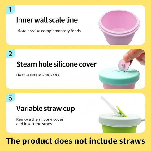 حاويات تخزين طعام الأطفال من السيليكون (5 أونصة، 3 عبوات) - حاويات وجبات خفيفة للأطفال قابلة لإعادة الاستخدام، حاويات طعام الأطفال مع أغطية، حاويات تخزين حليب الثدي للثلاجة - آمنة للاستخدام في الفريزر والميكروويف in Kuwait