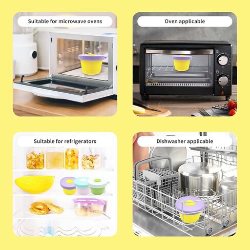 حاويات تخزين طعام الأطفال من السيليكون (5 أونصة، 3 عبوات) - حاويات وجبات خفيفة للأطفال قابلة لإعادة الاستخدام، حاويات طعام الأطفال مع أغطية، حاويات تخزين حليب الثدي للثلاجة - آمنة للاستخدام في الفريزر والميكروويف in Kuwait