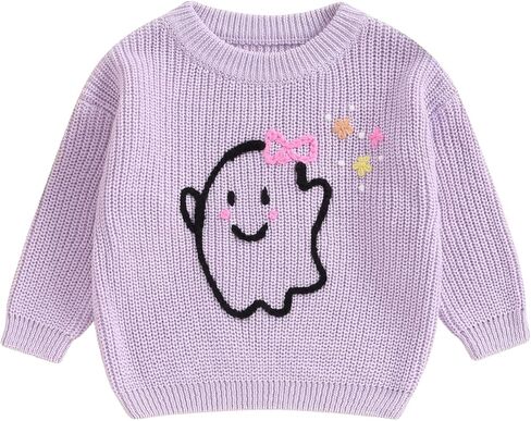 0-3T Infant Baby Girl Halloween Outfit Ghost/Skull Knit Sweater Toddler Baby Girl Winter Long Sleeve Sweatshirt in Saudi Arabia