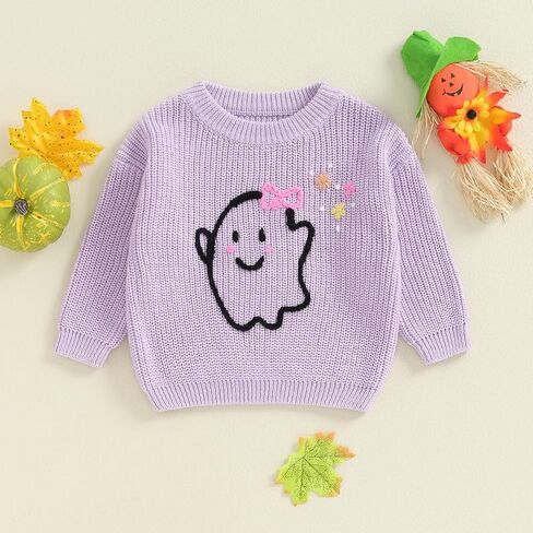 0-3T Infant Baby Girl Halloween Outfit Ghost/Skull Knit Sweater Toddler Baby Girl Winter Long Sleeve Sweatshirt in Saudi Arabia