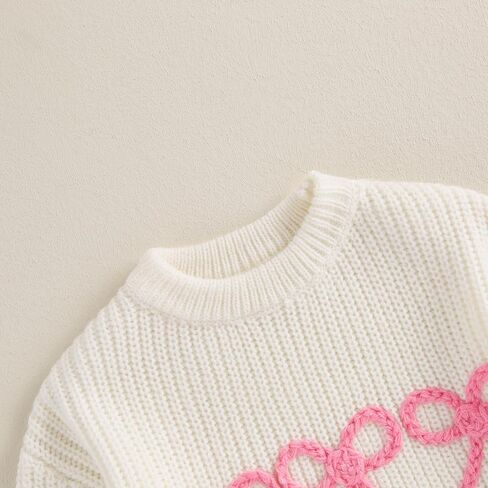 Toddler Baby Girl Knit Sweater Bow Embroidery Chunky Sweatshirt Tops Oversized Warm Christmas Fall Winter Clothes in Saudi Arabia