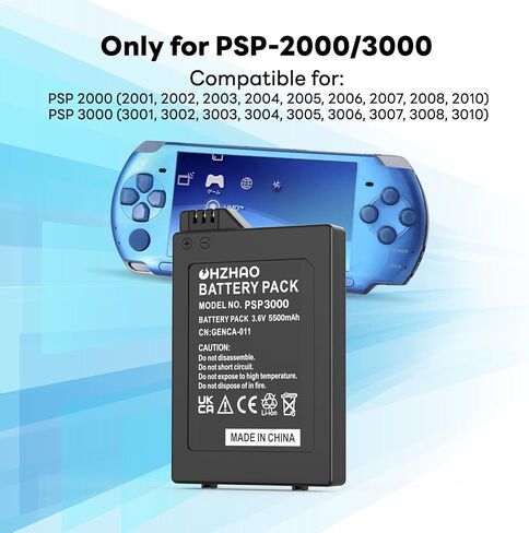 2 حزمة بطارية PSP 3000 قابلة لإعادة الشحن بقدرة 5500 مللي أمبير في الساعة، 2024 ترقية جديدة لبطارية 3.6 فولت عالية السعة لوحدة التحكم PSP 3000 / PSP Slim 2000 PSP-S110، PSP-2001، PSP-3000، PSP-3001 PSP Slim Console إلخ in Kuwait