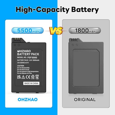 2 حزمة بطارية PSP 3000 قابلة لإعادة الشحن بقدرة 5500 مللي أمبير في الساعة، 2024 ترقية جديدة لبطارية 3.6 فولت عالية السعة لوحدة التحكم PSP 3000 / PSP Slim 2000 PSP-S110، PSP-2001، PSP-3000، PSP-3001 PSP Slim Console إلخ in Kuwait