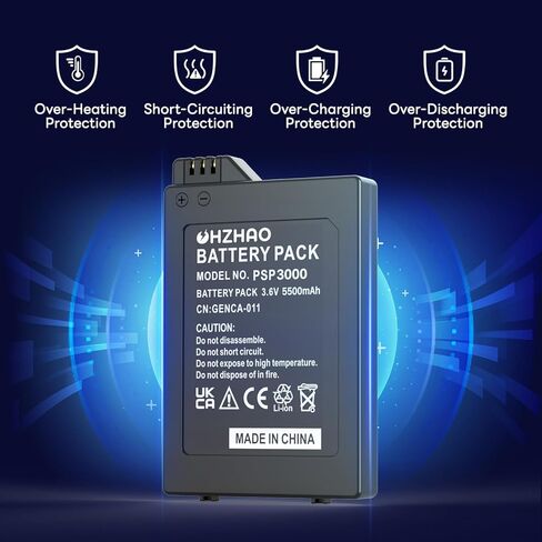 2 حزمة بطارية PSP 3000 قابلة لإعادة الشحن بقدرة 5500 مللي أمبير في الساعة، 2024 ترقية جديدة لبطارية 3.6 فولت عالية السعة لوحدة التحكم PSP 3000 / PSP Slim 2000 PSP-S110، PSP-2001، PSP-3000، PSP-3001 PSP Slim Console إلخ in Kuwait