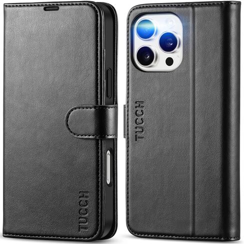 TUCCH Case Wallet for iPhone 16 Pro Max, RFID Blocking [4 Card Holder] Kickstand Shockproof TPU Interior Case, PU Leather Magnetic Flip Folio Cover Compatible with iPhone 16 Pro Max 2024, Black in Saudi Arabia