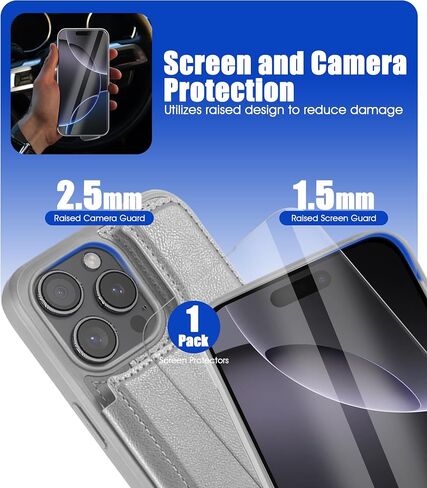 Seltureone for iPhone 16 Pro Max Wallet Case (6.9 inch) with Card Slots and Screen Protector, PU Leather Shockproof Card Holder Phone Case with 4 Card Slots and Dual Magnetic Attachment Design – Black in Saudi Arabia