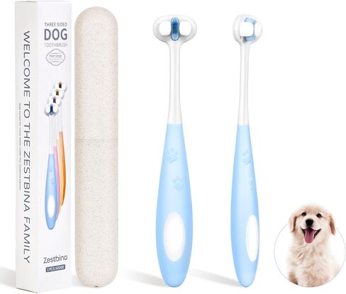 Ultra Soft Nano Bristles Dog Toothbrush,Pet Dental Care Kit,3 Sided Design for Easy Teeth Cleaning,Suitable for All Dogs,for Your Pet's Sensitive Teeth and Gums in Saudi Arabia