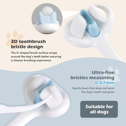Ultra Soft Nano Bristles Dog Toothbrush,Pet Dental Care Kit,3 Sided Design for Easy Teeth Cleaning,Suitable for All Dogs,for Your Pet's Sensitive Teeth and Gums in Saudi Arabia