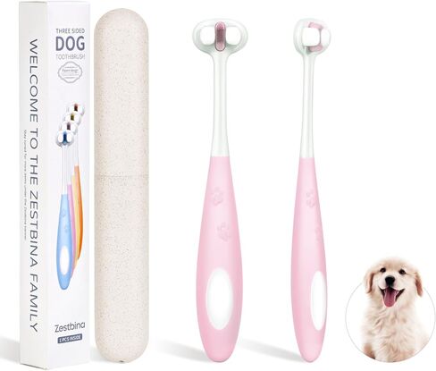 Ultra Soft Nano Bristles Dog Toothbrush,Pet Dental Care Kit,3 Sided Design for Easy Teeth Cleaning,Suitable for All Dogs,for Your Pet's Sensitive Teeth and Gums in Saudi Arabia