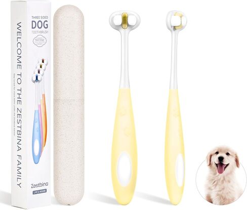Ultra Soft Nano Bristles Dog Toothbrush,Pet Dental Care Kit,3 Sided Design for Easy Teeth Cleaning,Suitable for All Dogs,for Your Pet's Sensitive Teeth and Gums in Saudi Arabia