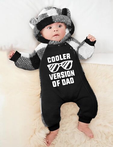Baby Boy Clothes Winter Snowsuit Plaid Fleece Jumpsuit Bear Ear Hooded Romper Zipper Onesie Warm Infant Coat Outfit in Kuwait