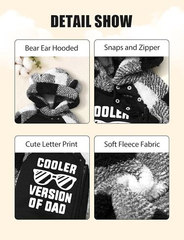 Baby Boy Clothes Winter Snowsuit Plaid Fleece Jumpsuit Bear Ear Hooded Romper Zipper Onesie Warm Infant Coat Outfit in Kuwait