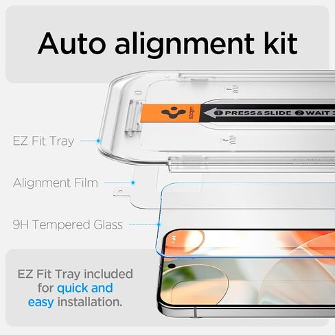 Spigen Tempered Glass Screen Protector [GlasTR EZ FIT] designed for Pixel 9 / Pixel 9 Pro [Case Friendly] - 2 Pack in Saudi Arabia