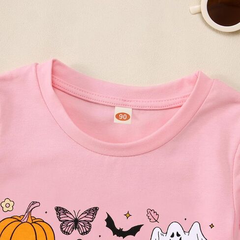 IZYJOY Toddler Baby Girl Halloween Shirt Cute Ghost Pumpkin Floral T-Shirt Kids Spooky Season Short Sleeve Tee Fall Tops in Kuwait